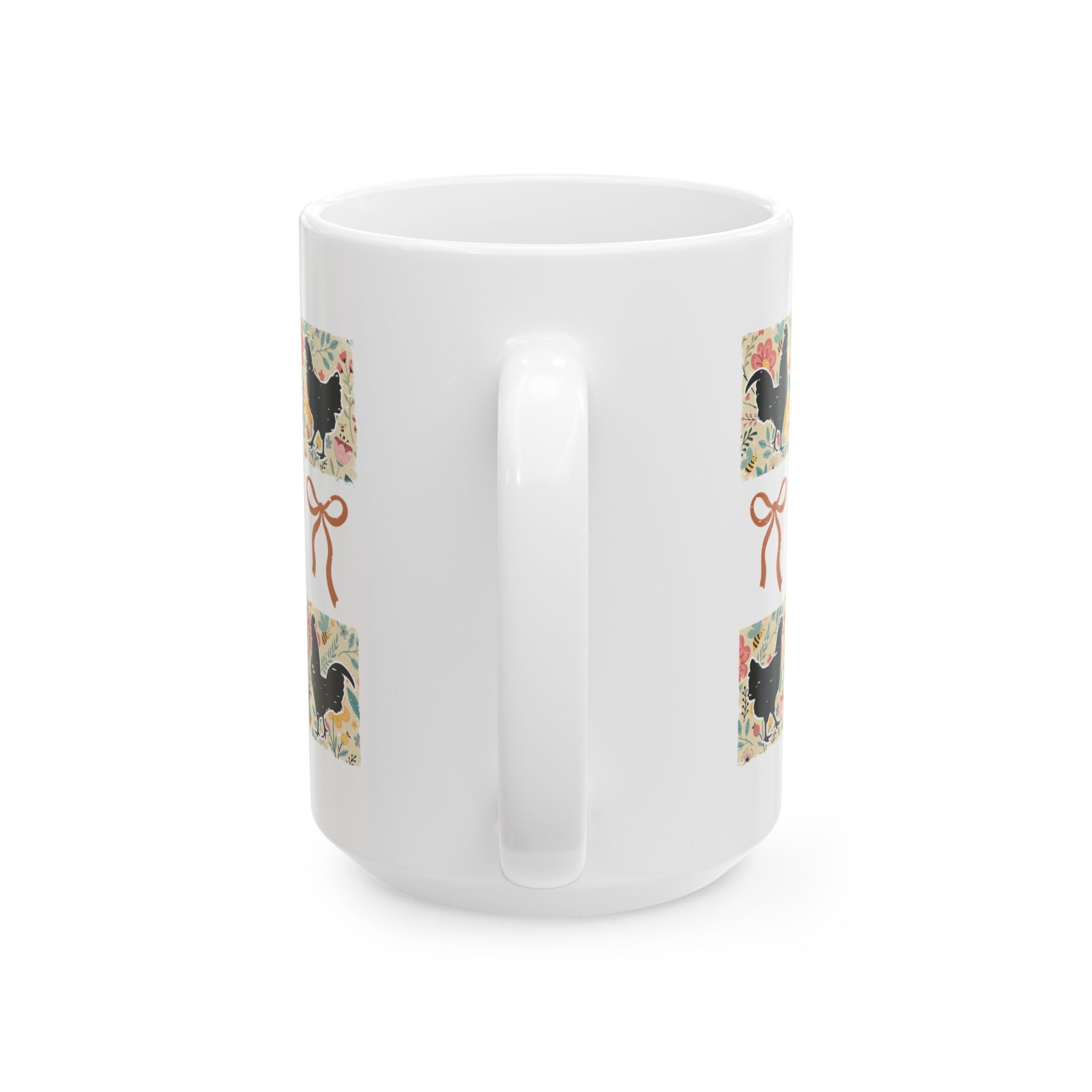 Patchwork Chicken Ceramic Mug – Cottagecore Farmhouse Chicken Coffee Cup, Chicken Mom Mug (11oz, 15oz)