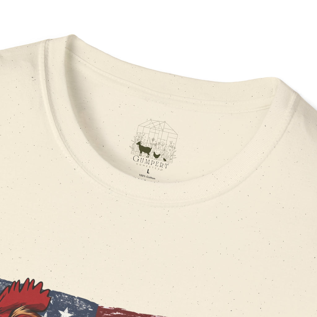 American Flag Chickens T-Shirt – American Flag Hen Shirt, Farm Life Tee, 4th of July Chicken Shirt, Backyard Chicken Keeper Gift, Homestead Farm Apparel