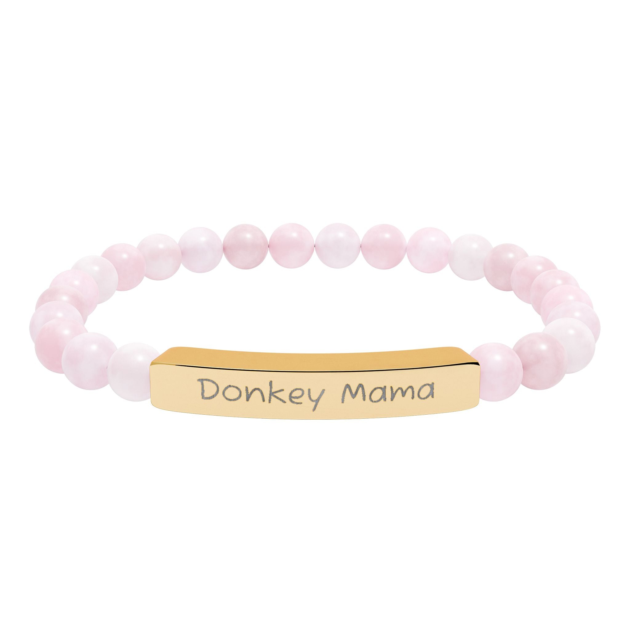 Donkey Mama Natural Stone Stretch Bracelet – Engraved Donkey Lover Jewelry, Farm Mom Gift, Rustic Homestead Bracelet
