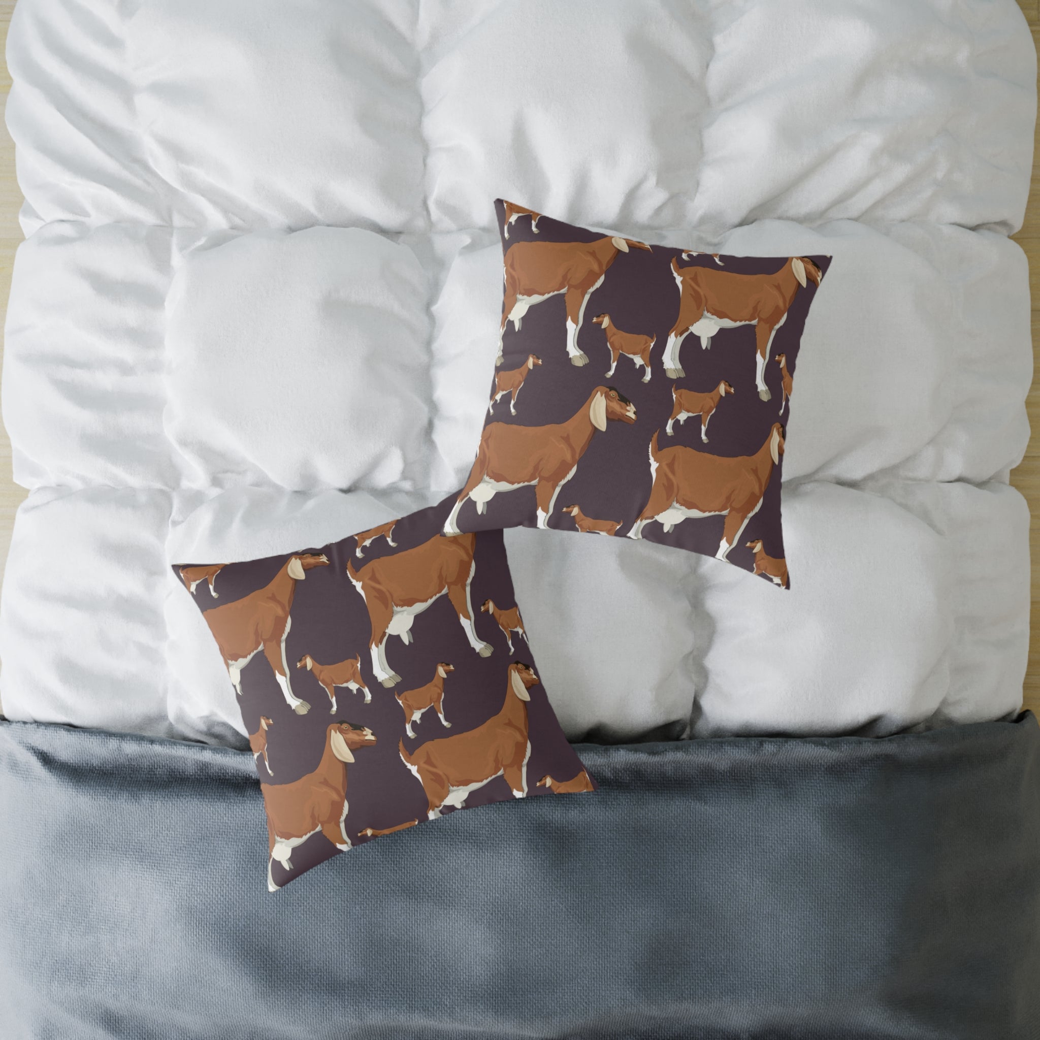 Goat Throw Pillow | Farmhouse Goat Accent Pillow | Rustic Goat Home Decor Cushion | Country Farm Animal Pillow | Gumpert Homestead
