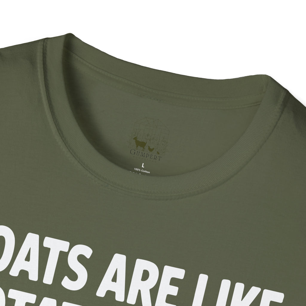 “Goats Are Like Potato Chips – You Can’t Have Just One” Funny Goat Lover Unisex T-Shirt | Farm Life Goat Tee