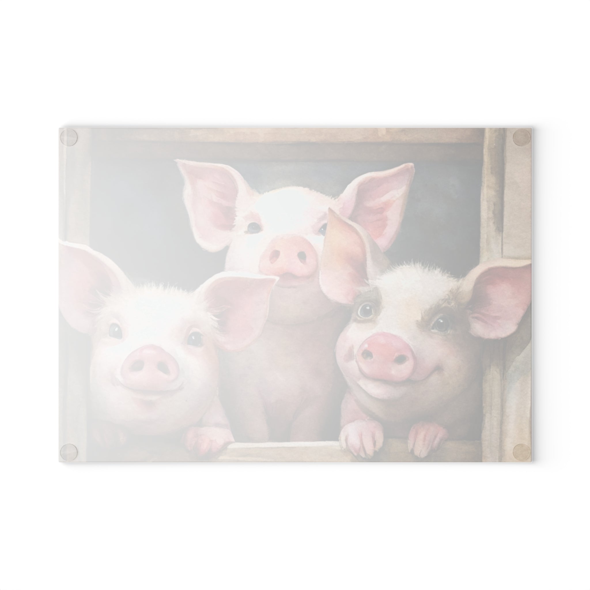 Farmhouse Piglet Glass Cutting Board | Cute Pig Kitchen Decor | Rustic Farm Animal Tempered Glass Cutting Board | Gumpert Homestead