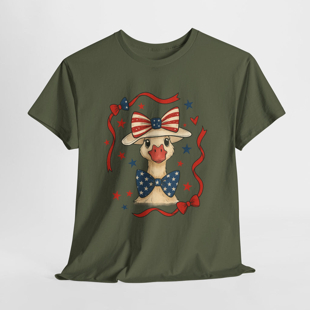 4th of July Goose T-Shirt | Patriotic Farm Goose Graphic Tee | Americana Country Shirt | Red White Blue Farm Animal Shirt | Homestead Summer Apparel