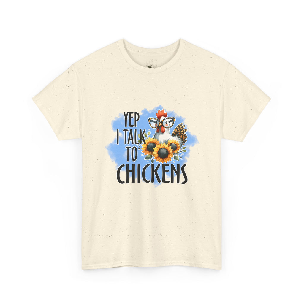 Yep I Talk to Chickens T-Shirt – Funny Chicken Mom Tee, Sunflower Chicken Shirt, Farmhouse Homestead Apparel