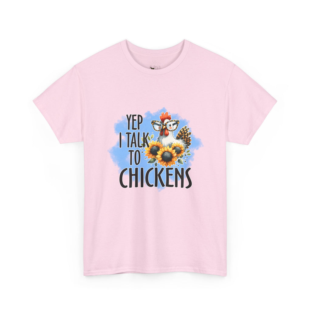 Yep I Talk to Chickens T-Shirt – Funny Chicken Mom Tee, Sunflower Chicken Shirt, Farmhouse Homestead Apparel