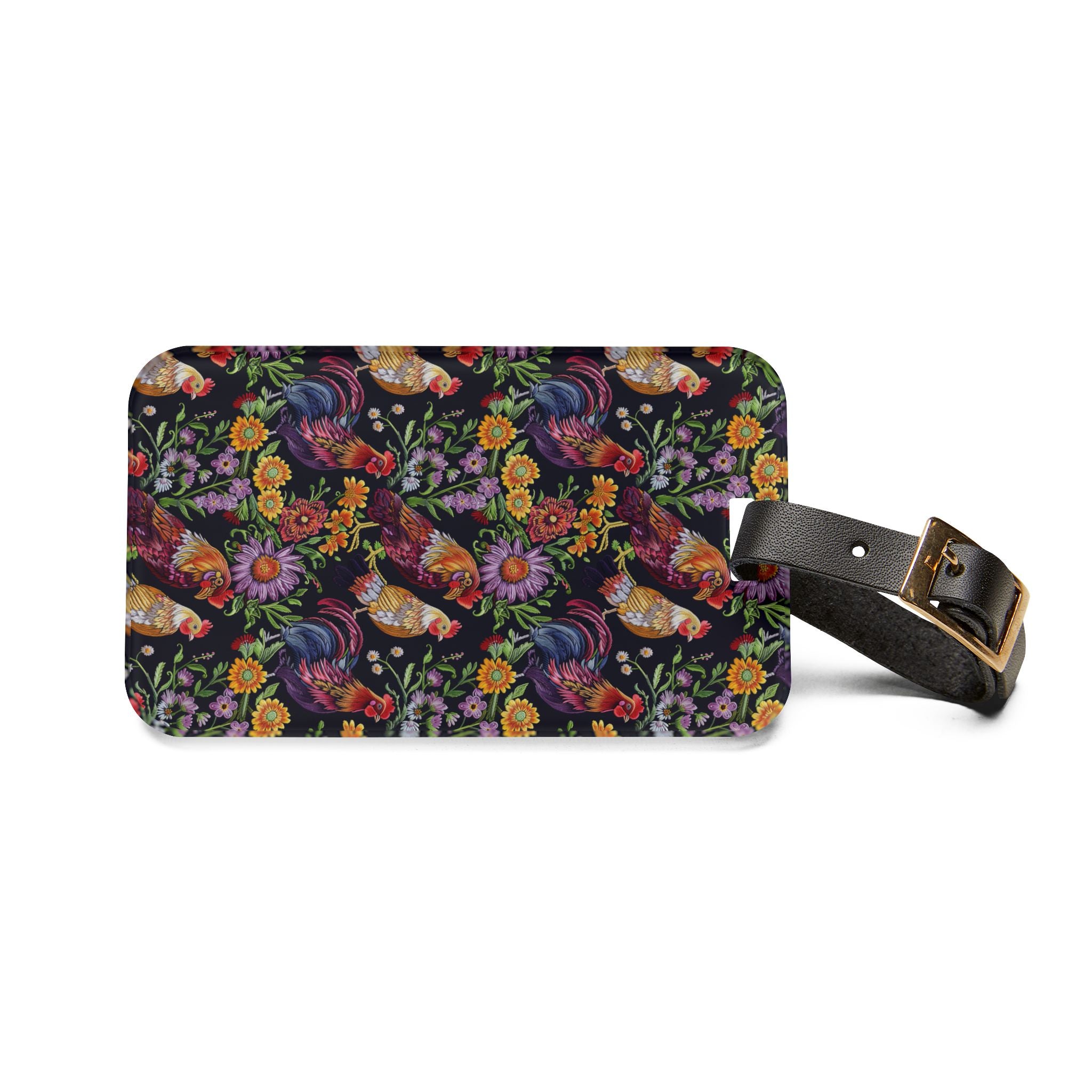 Floral Chicken Luggage Tag | Farmhouse Rooster Travel Accessory | Cottagecore Poultry Suitcase Tag | Rustic Bag Identifier | Gumpert Homestead