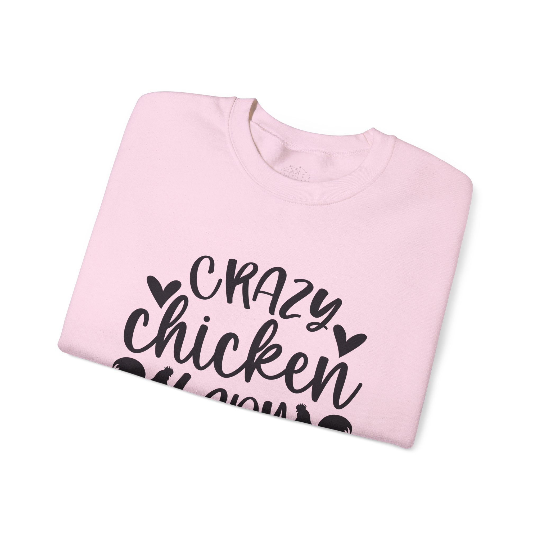 Crazy Chicken Lady Sweatshirt – Funny Chicken Mom Crewneck, Farmhouse Homestead Pullover, Unisex Gildan 18000