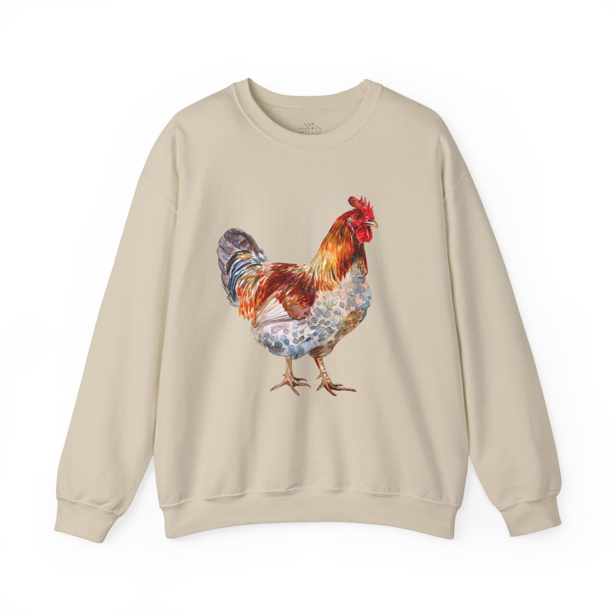 Easter Egger Rooster Sweatshirt – Farmhouse Chicken Crewneck, Colorful Ameraucana-Style Rooster Pullover, Homestead Apparel