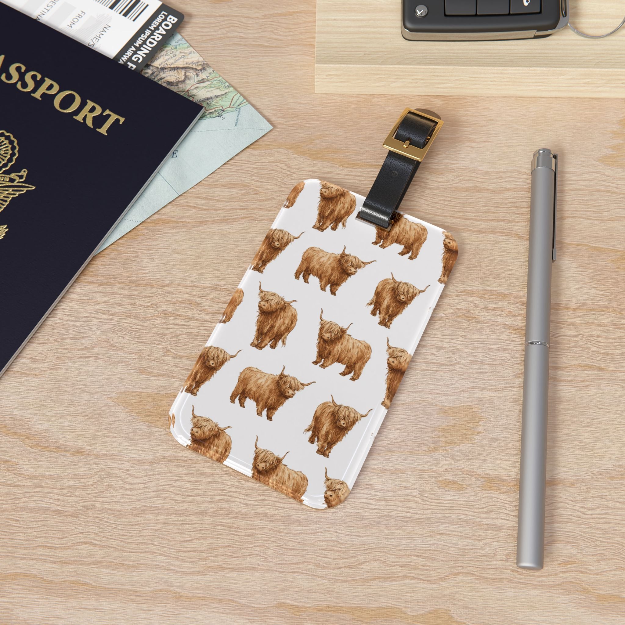 Highland Cow Luggage Tag | Rustic Farmhouse Travel Accessory | Cow Lover Suitcase Tag | Western Travel Bag Identifier | Gumpert Homestead