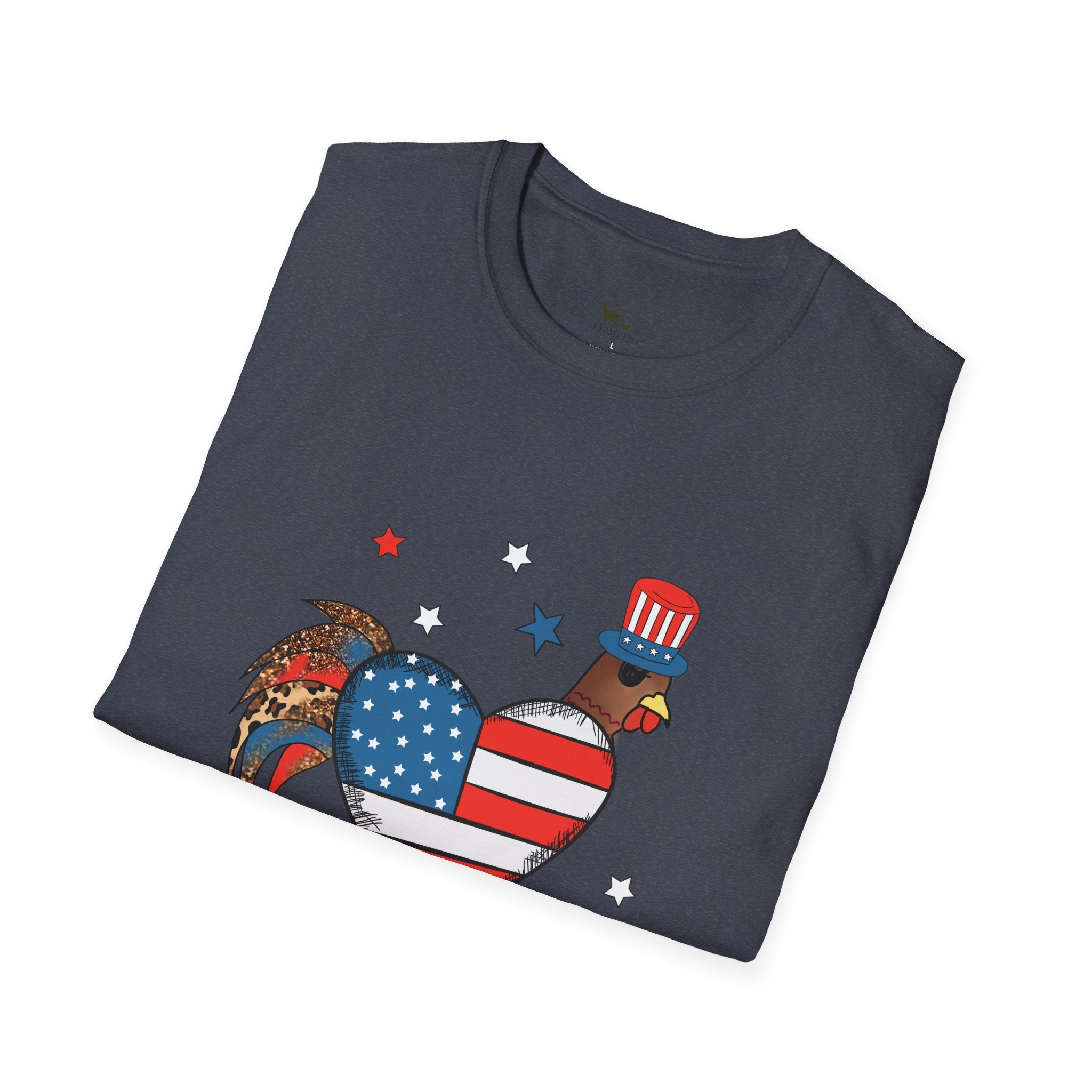 Happy 4th of July Chicken T-Shirt – Patriotic Rooster & Hen Shirt, American Flag Farm Tee, Backyard Chicken Shirt, Homestead Independence Day Apparel