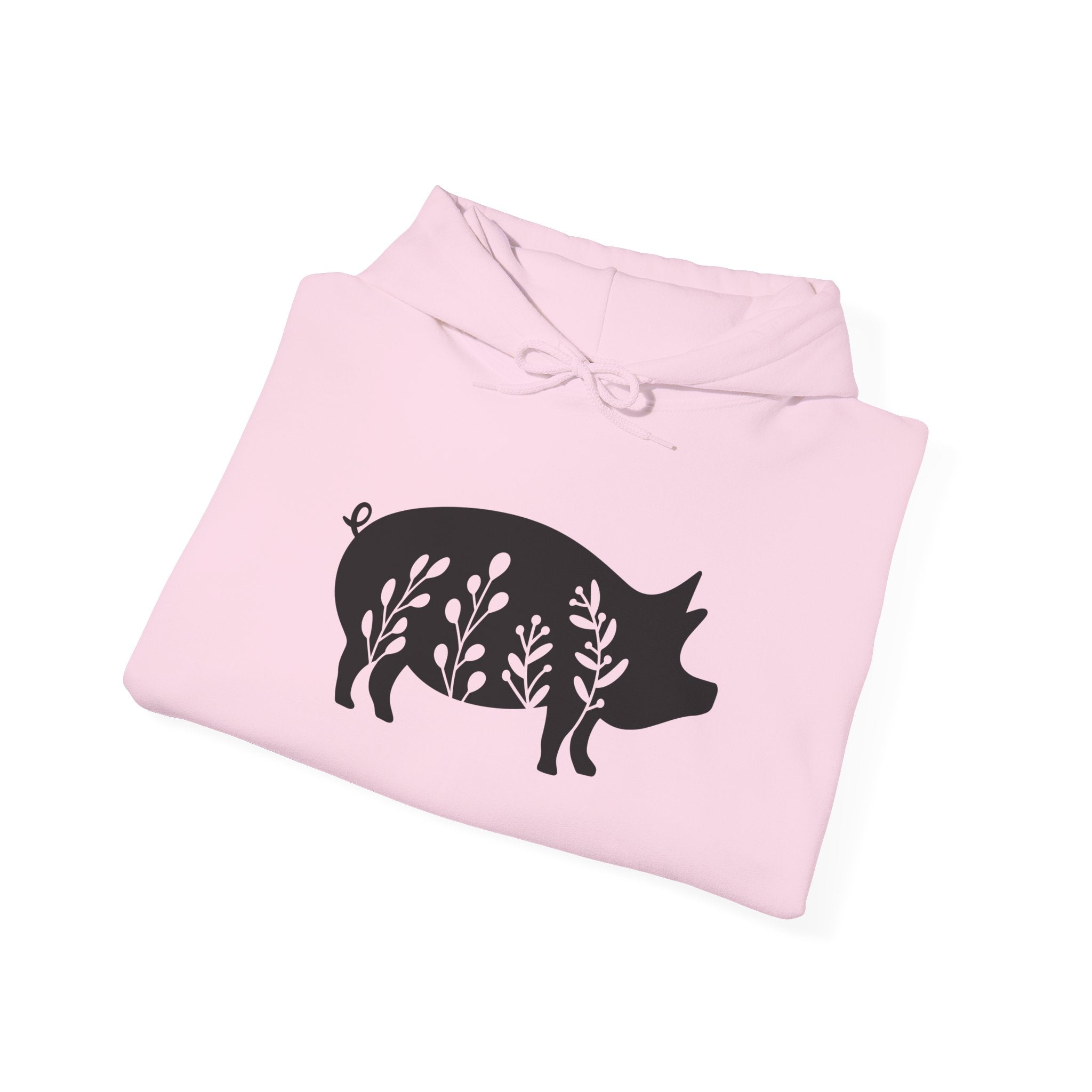 Floral Pig Silhouette Hoodie – Farm Life Sweatshirt, Pig Lover Pullover, Homestead Hoodie, Mini Pig Apparel, Farm Animal Hoodie, Country Living Unisex Hoodie