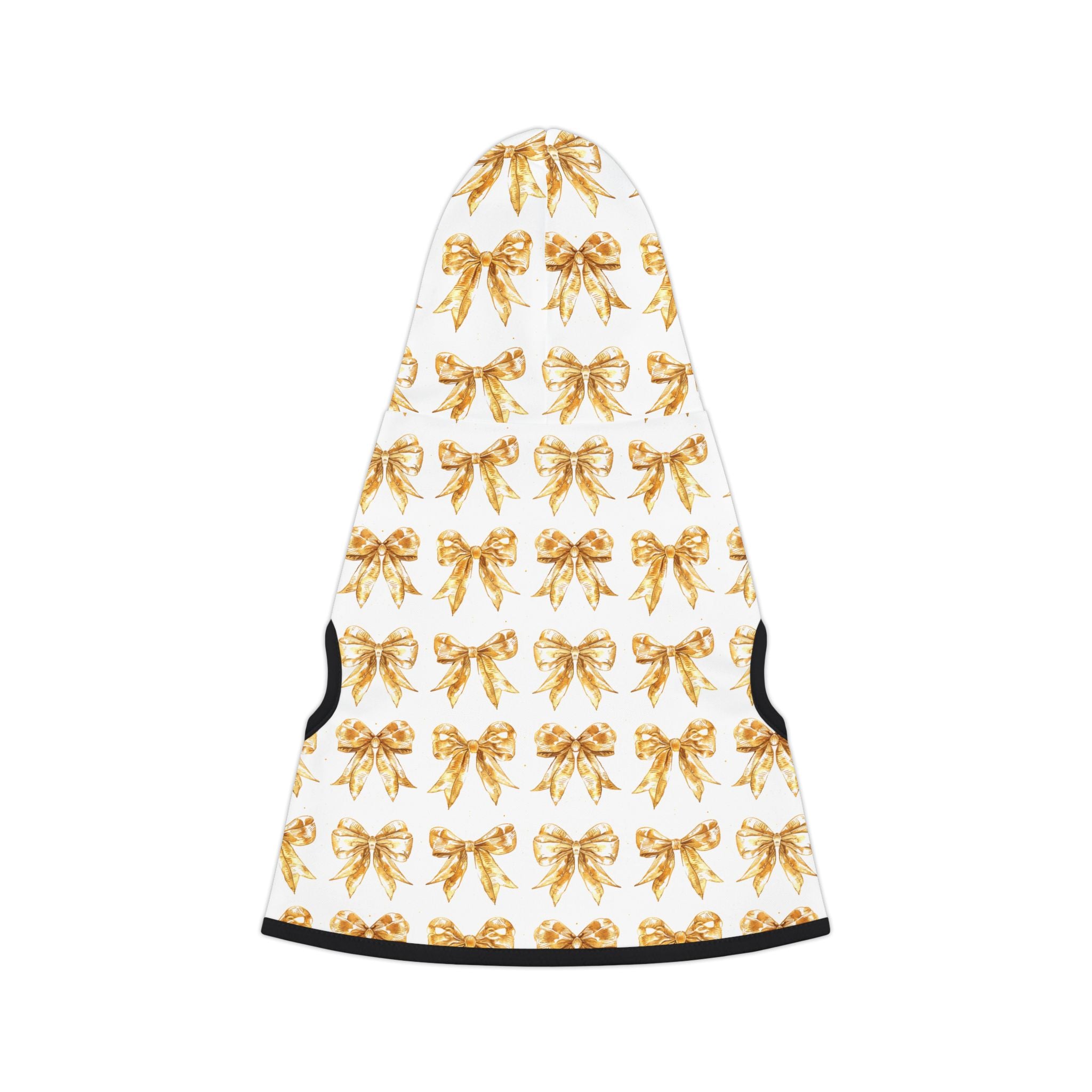 Gold Coquette Bows Cute Pet Hoodie - Adorable Puppy Sweater, Small Dog Outfit, Furry Friend Gift, Pet Apparel, Animal Lover Present
