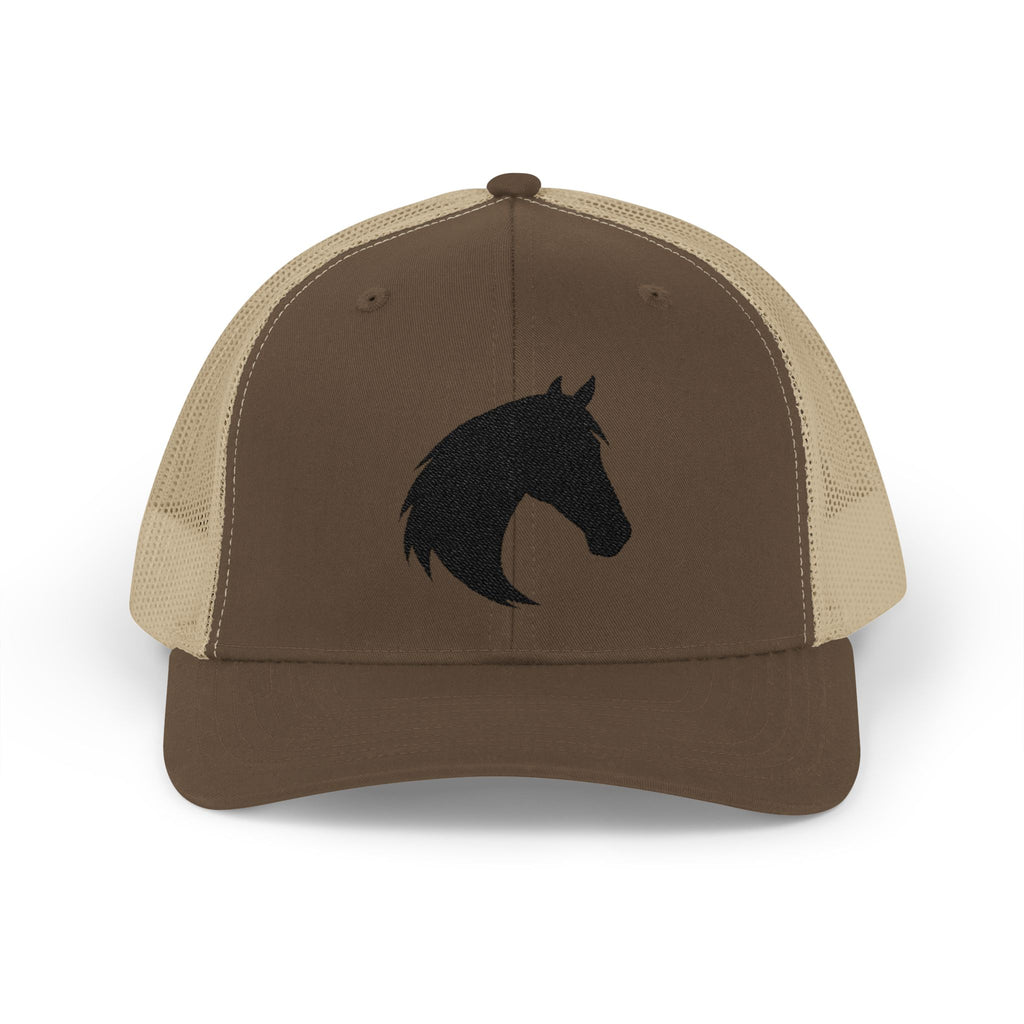 Horse Head Trucker Hat | Western Horse Silhouette Mesh Snapback Cap | Equestrian Ranch Hat | Rustic Farm Life Cowboy Cowgirl Horse Lover Hat