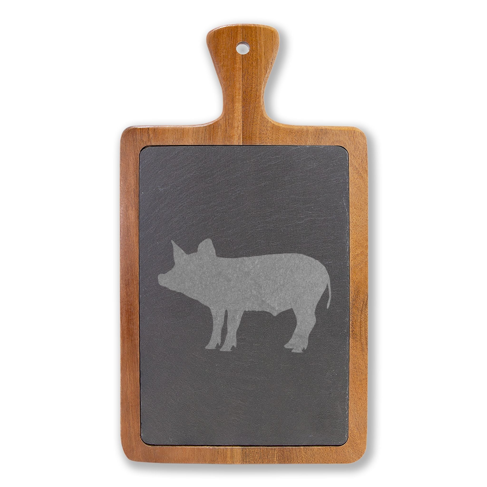 Piglet Engraved Charcuterie Board Set | Farmhouse Slate Cheese Board with Knives | Rustic Farm Kitchen Serving Board | Homestead Pig Lover Gift