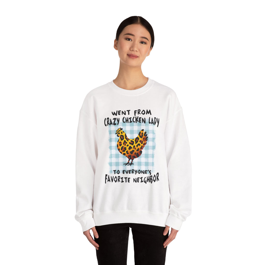 Went From Crazy Chicken Lady Sweatshirt – Funny Chicken Mom Crewneck, Farmhouse Homestead Neighbor Gift Pullover