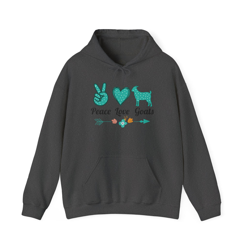 Peace Love Goats Hoodie – Unisex Farmhouse Goat Lover Sweatshirt | Cozy Homestead Country Apparel