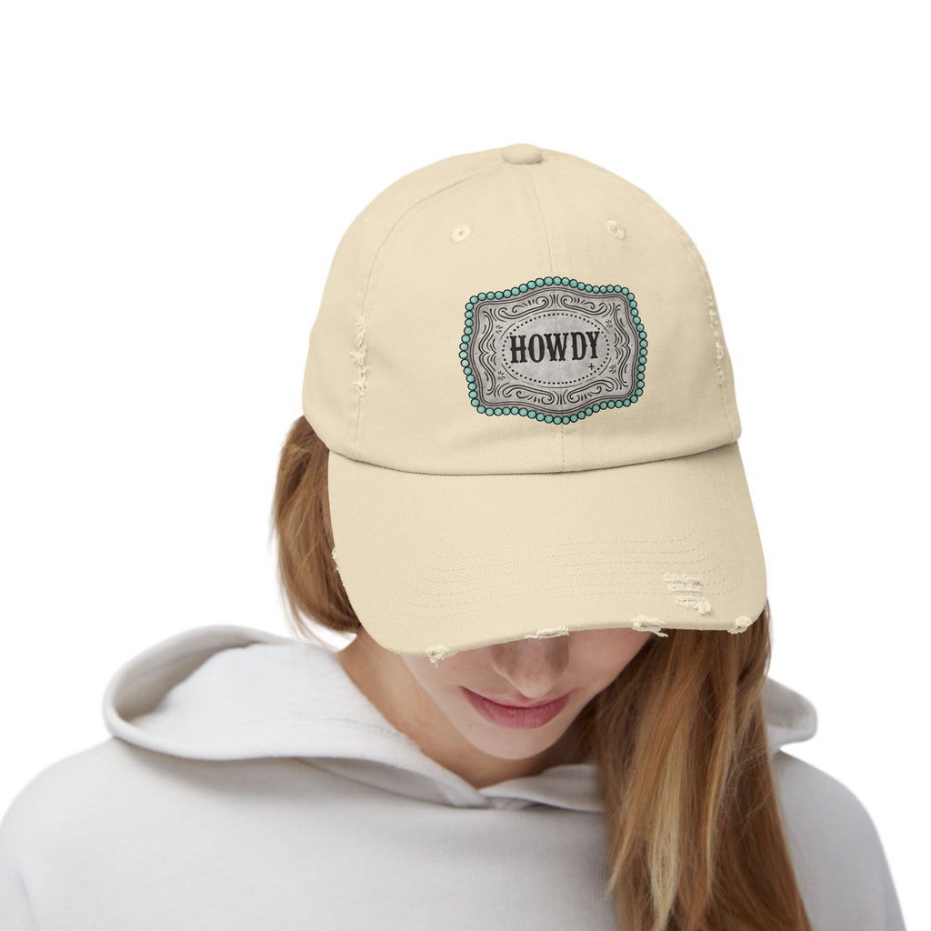 Howdy Distressed Baseball Cap – Western Farmhouse Hat, Vintage Southern Cowgirl Cap, Rustic Country Casual Hat