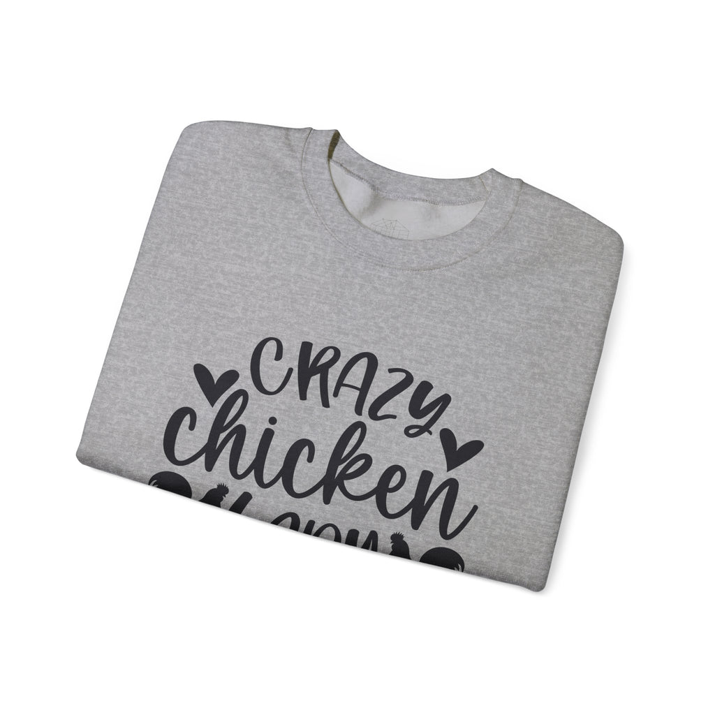 Crazy Chicken Lady Sweatshirt – Funny Chicken Mom Crewneck, Farmhouse Homestead Pullover, Unisex Gildan 18000
