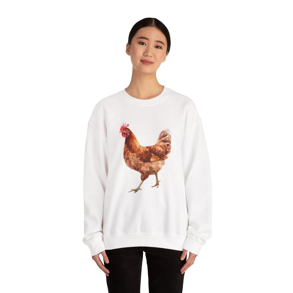 Rhode Island Red Hen Sweatshirt – Farmhouse Chicken Crewneck, Heritage Chicken Homestead Pullover, Unisex Gildan 18000