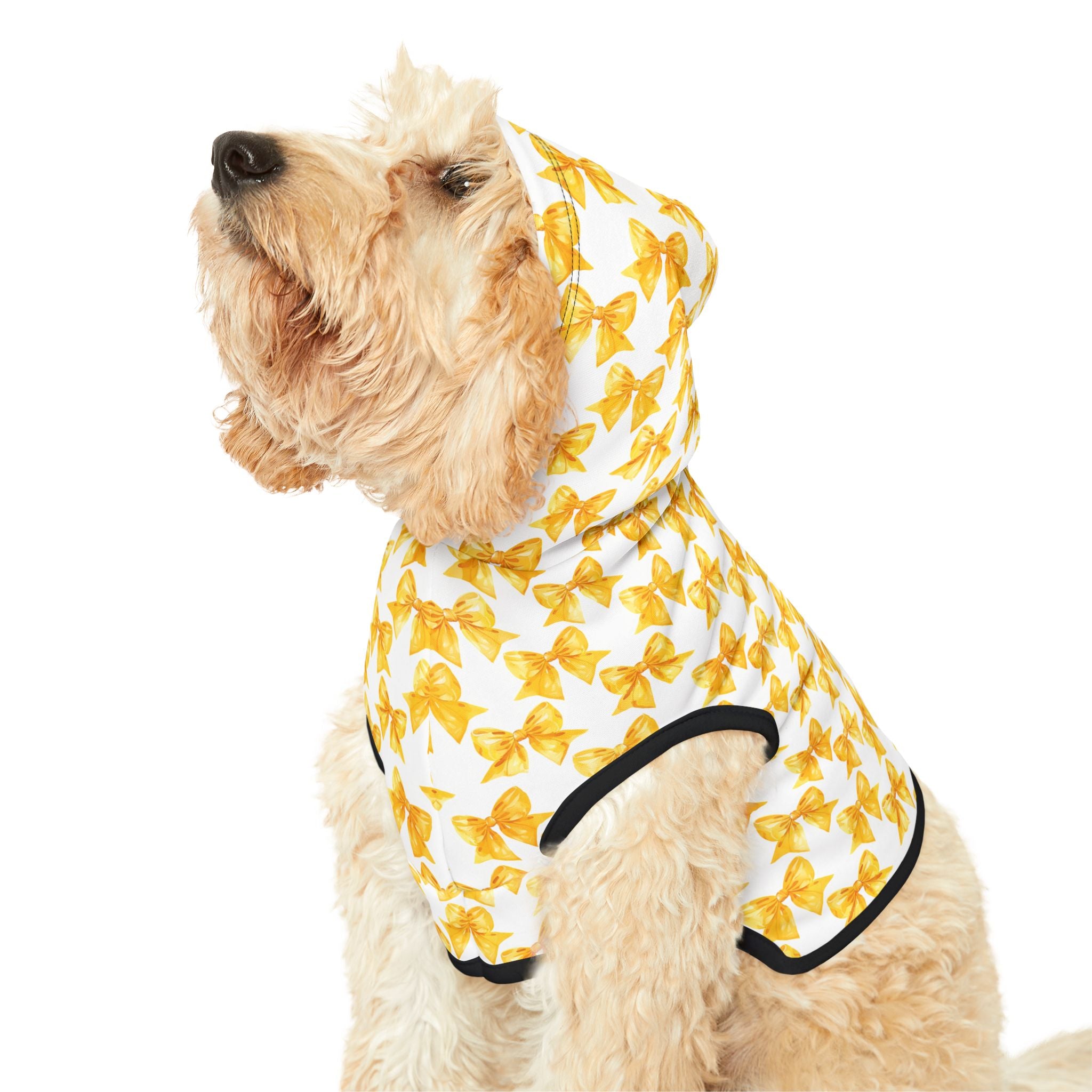 Yellow Coquette Bows Cute Pet Hoodie - Adorable Puppy Sweater, Small Dog Outfit, Furry Friend Gift, Pet Apparel, Animal Lover Present
