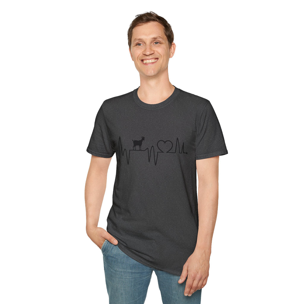 Goat Heartbeat Unisex T-Shirt | Minimalist Goat Lover ECG Farm Life Tee