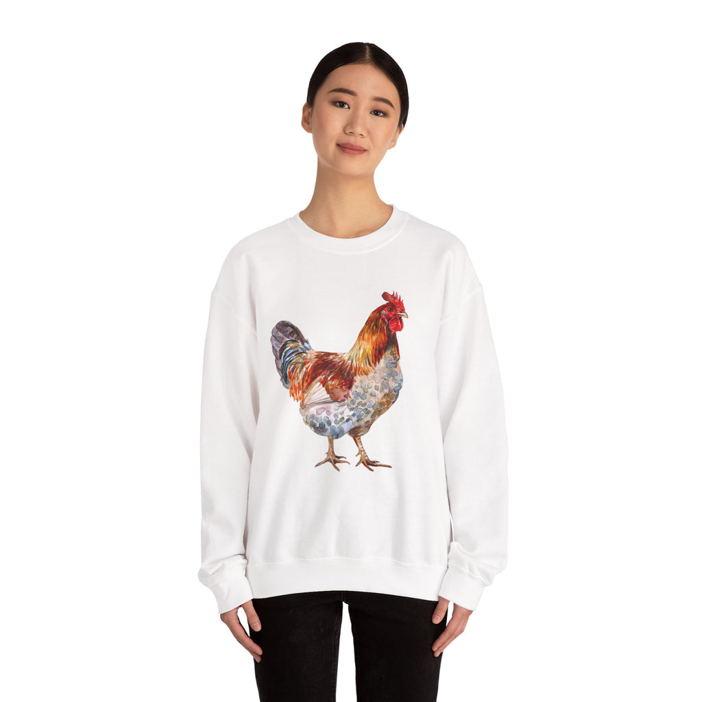 Easter Egger Rooster Sweatshirt – Farmhouse Chicken Crewneck, Colorful Ameraucana-Style Rooster Pullover, Homestead Apparel