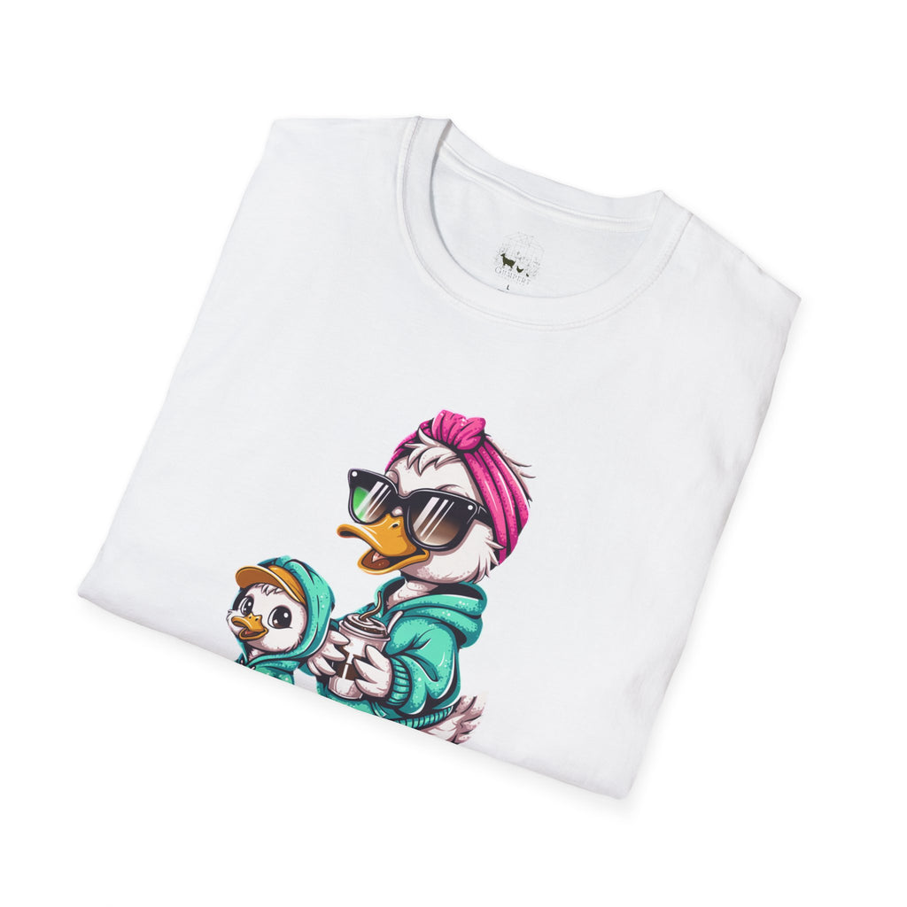 Motherhood Is the Realest Hood Cute Duck Mom Unisex T-Shirt | Funny Farm Mom Graphic Tee