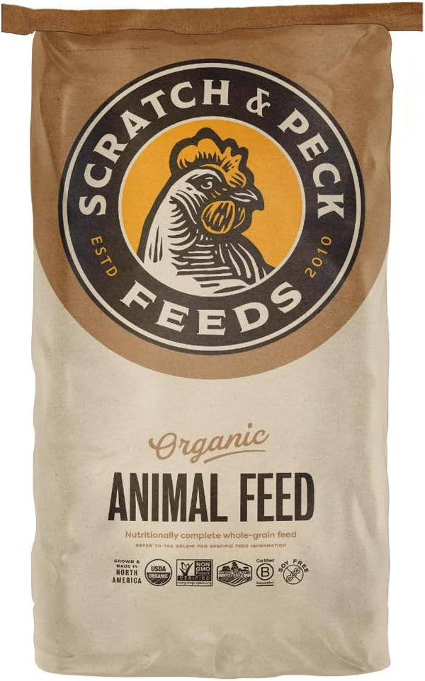 Scratch and Peck Feeds Whole Grain Young Mash Mini Pig Feed - 25 lbs Bag - Corn-Free and Soy-Free - 15% Protein, Certified Organic and Non-GMO Project Verified Mini Pig Food