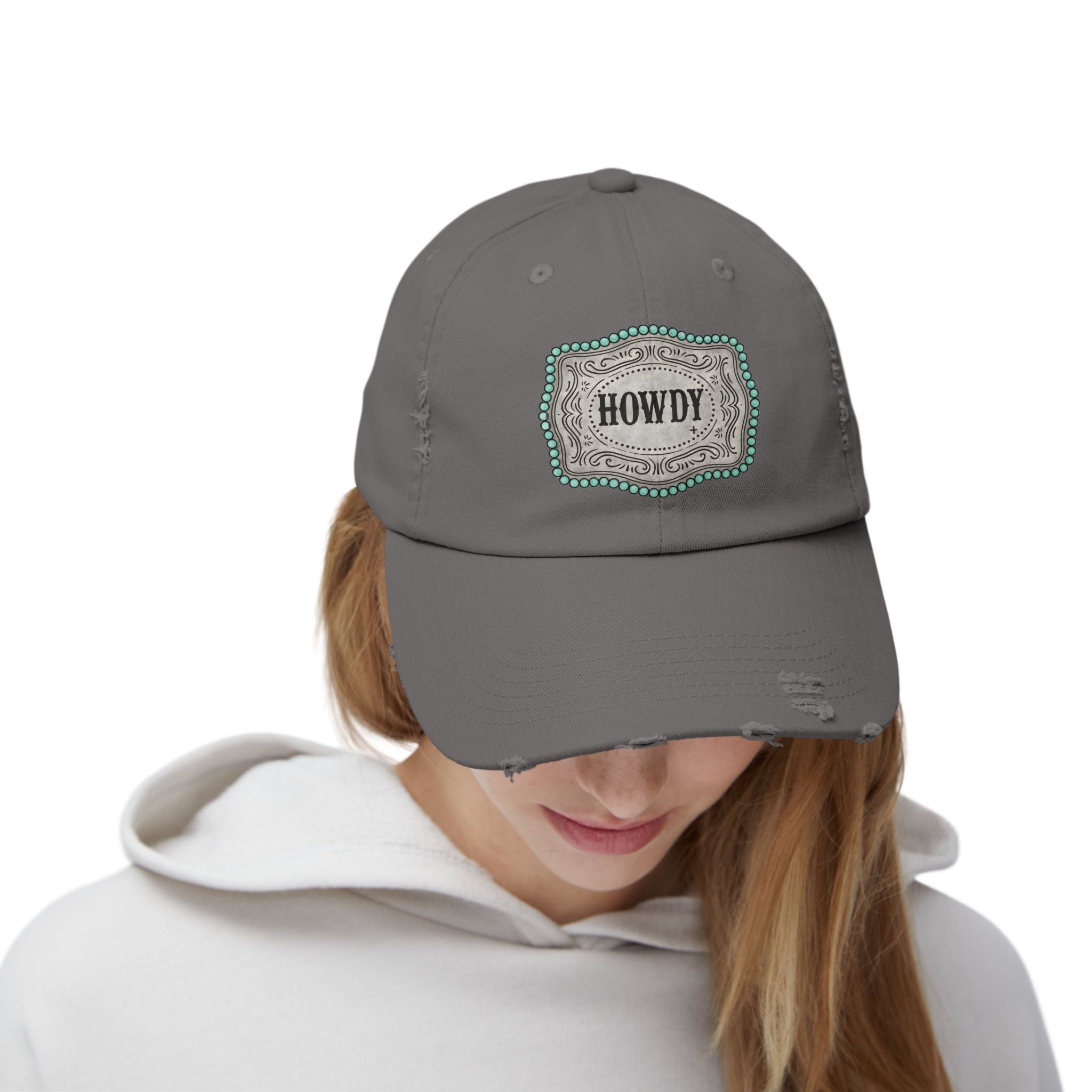 Howdy Distressed Baseball Cap – Western Farmhouse Hat, Vintage Southern Cowgirl Cap, Rustic Country Casual Hat