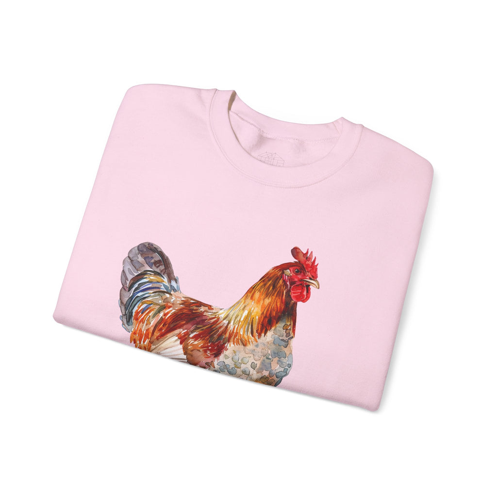 Easter Egger Rooster Sweatshirt – Farmhouse Chicken Crewneck, Colorful Ameraucana-Style Rooster Pullover, Homestead Apparel