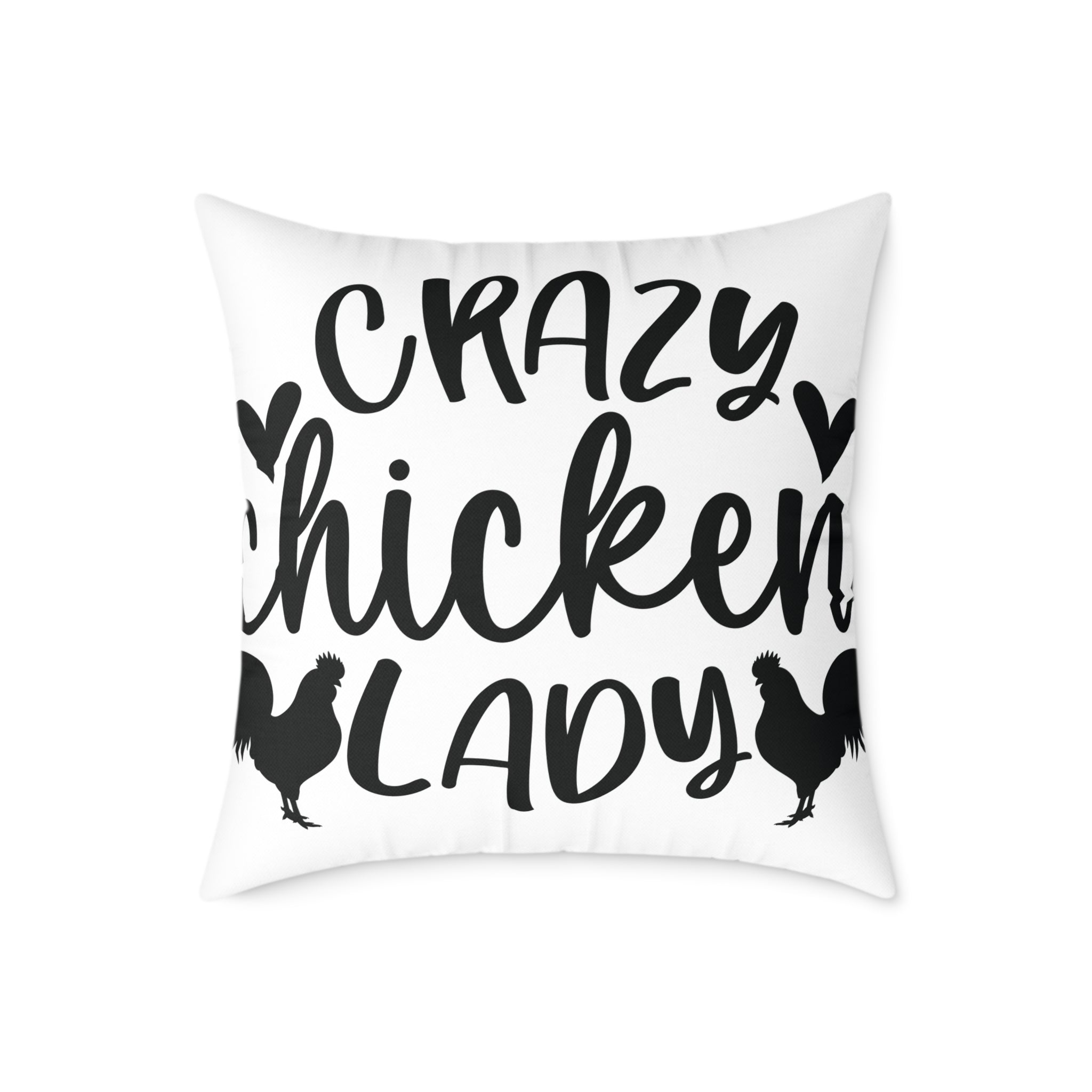 Crazy Chicken Lady Throw Pillow – Farmhouse Chicken Decor Cushion, Funny Homestead Accent Pillow, Country Cottage Home Decor
