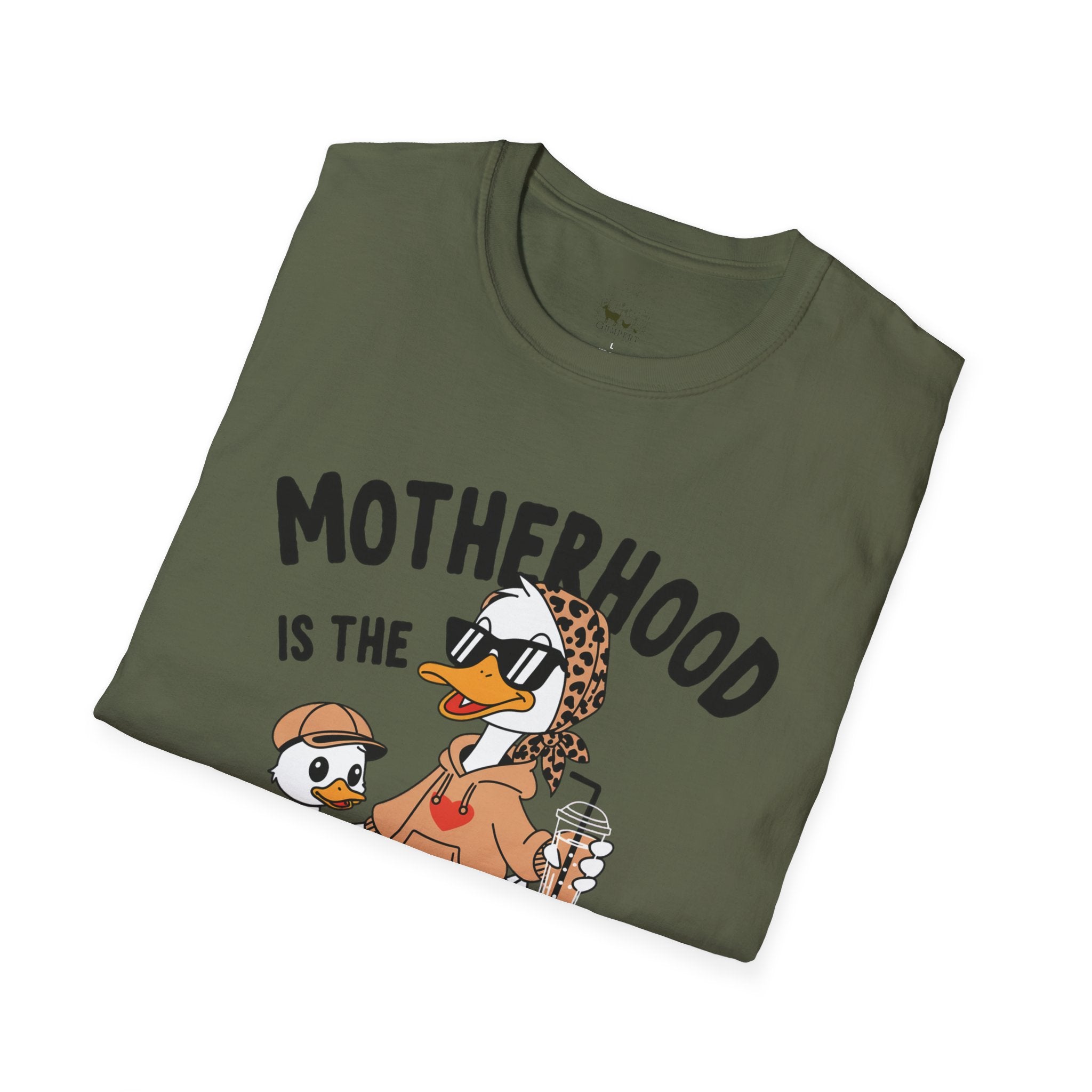 Motherhood Is the Realest Hood Funny Duck Mom Unisex T-Shirt | Farm Mom Graphic Tee