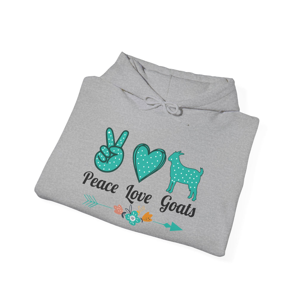 Peace Love Goats Hoodie – Unisex Farmhouse Goat Lover Sweatshirt | Cozy Homestead Country Apparel
