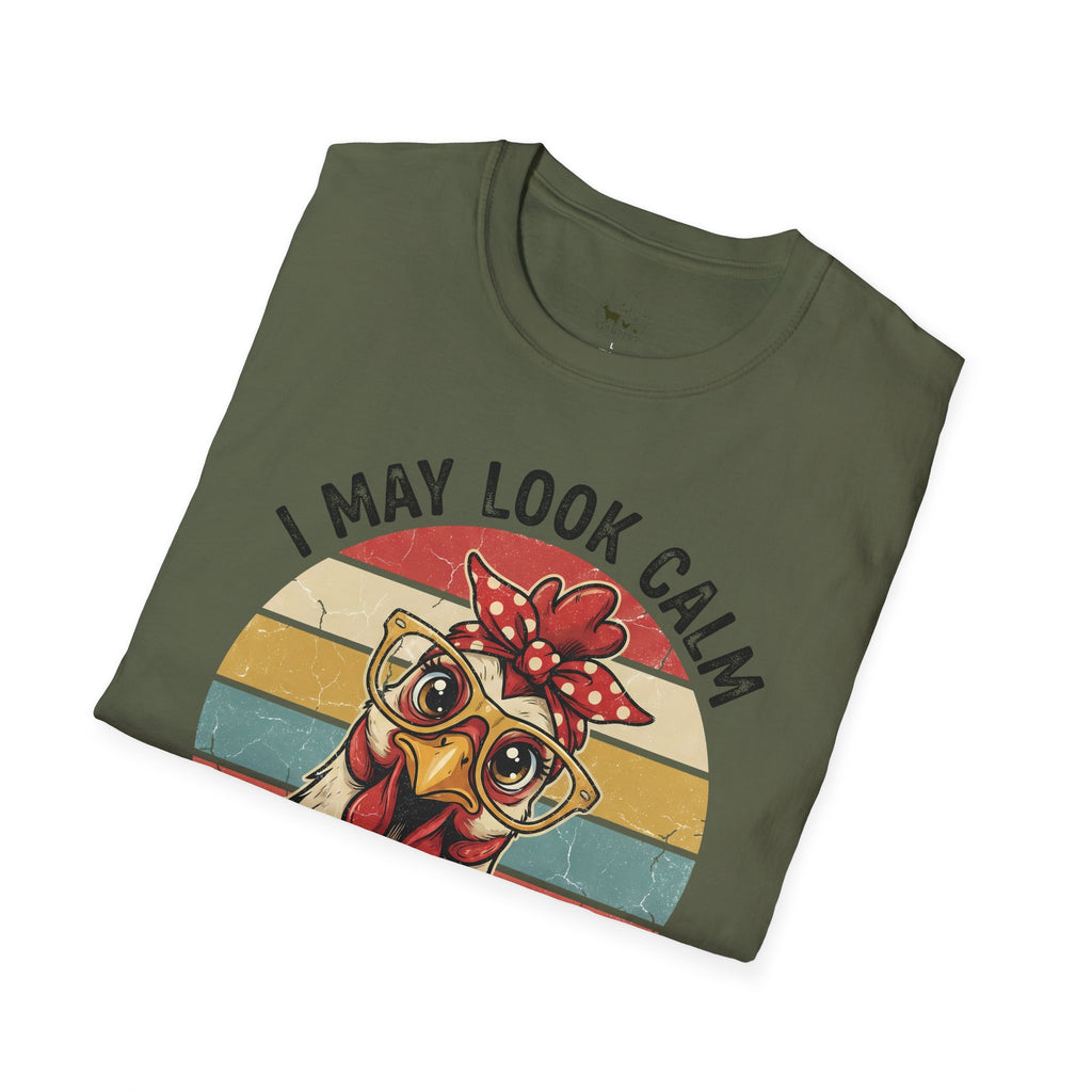 I May Look Calm But In My Head I’ve Pecked You 3 Times Funny Chicken Unisex T-Shirt | Farm Life Hen Lover Tee