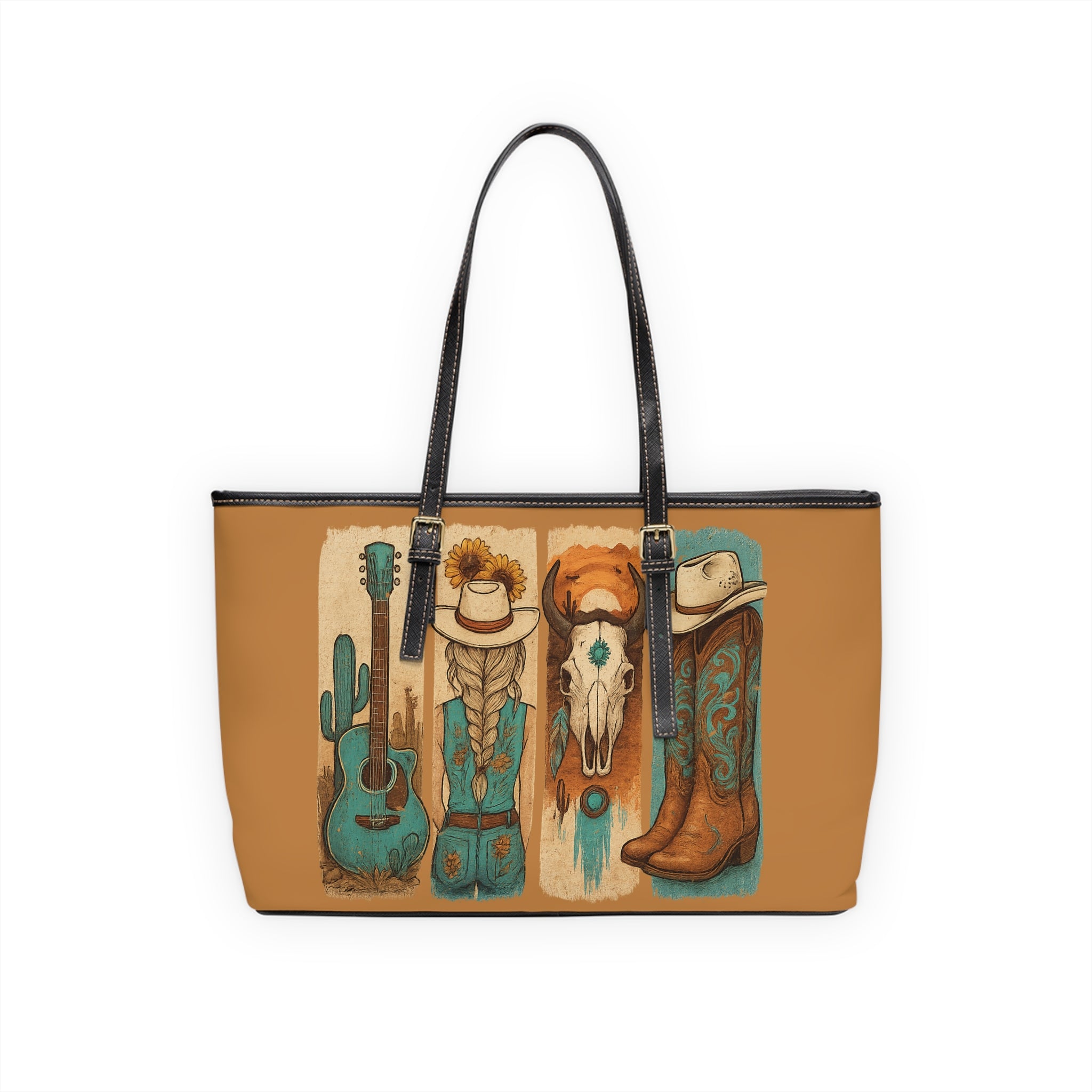 Western Cowgirl Shoulder Bag | Cowboy Boots Tote Purse | Rustic Farmhouse Handbag | Country Western PU Leather Bag | Boutique Rodeo Market Tote