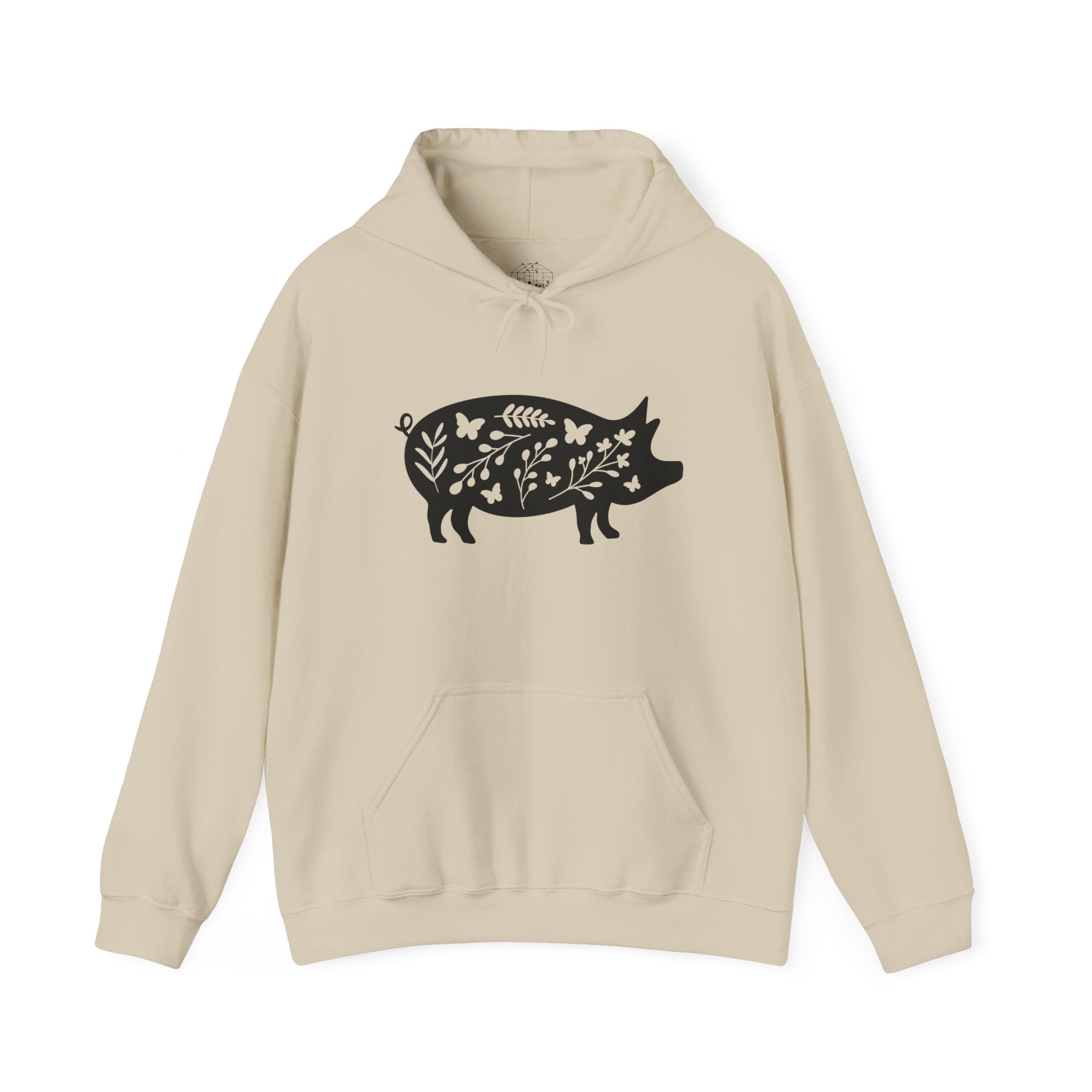 Floral Pig Silhouette Hoodie – Farm Life Sweatshirt, Pig Lover Pullover, Homestead Hoodie, Mini Pig Apparel, Farm Animal Hoodie, Country Living Unisex Hoodie