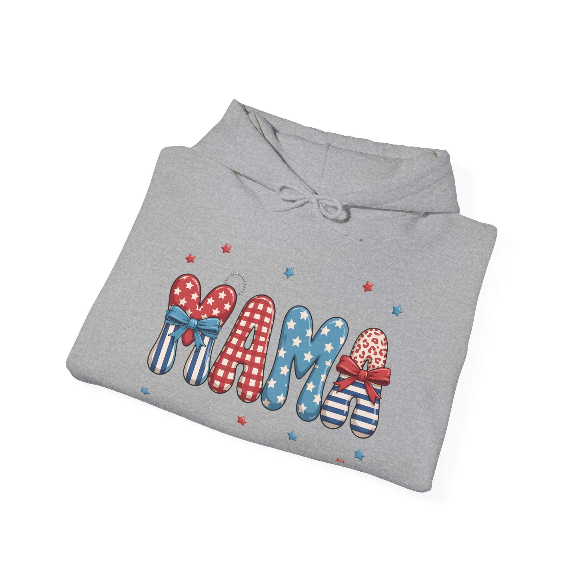 Patriotic Mama Hoodie | Red White Blue Bow Mama Sweatshirt | 4th of July Mom Hoodie | Americana Farmhouse Mom Pullover | Cottagecore Mama Hoodie | Summer Mom Apparel