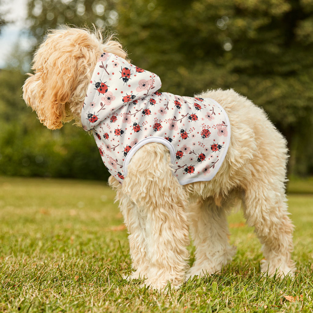 Pink Cute Ladybug Pet Hoodie, Cute Pet Apparel, Animal Lover Gift, Dog Sweater, Cat Jumper, Pet Clothing