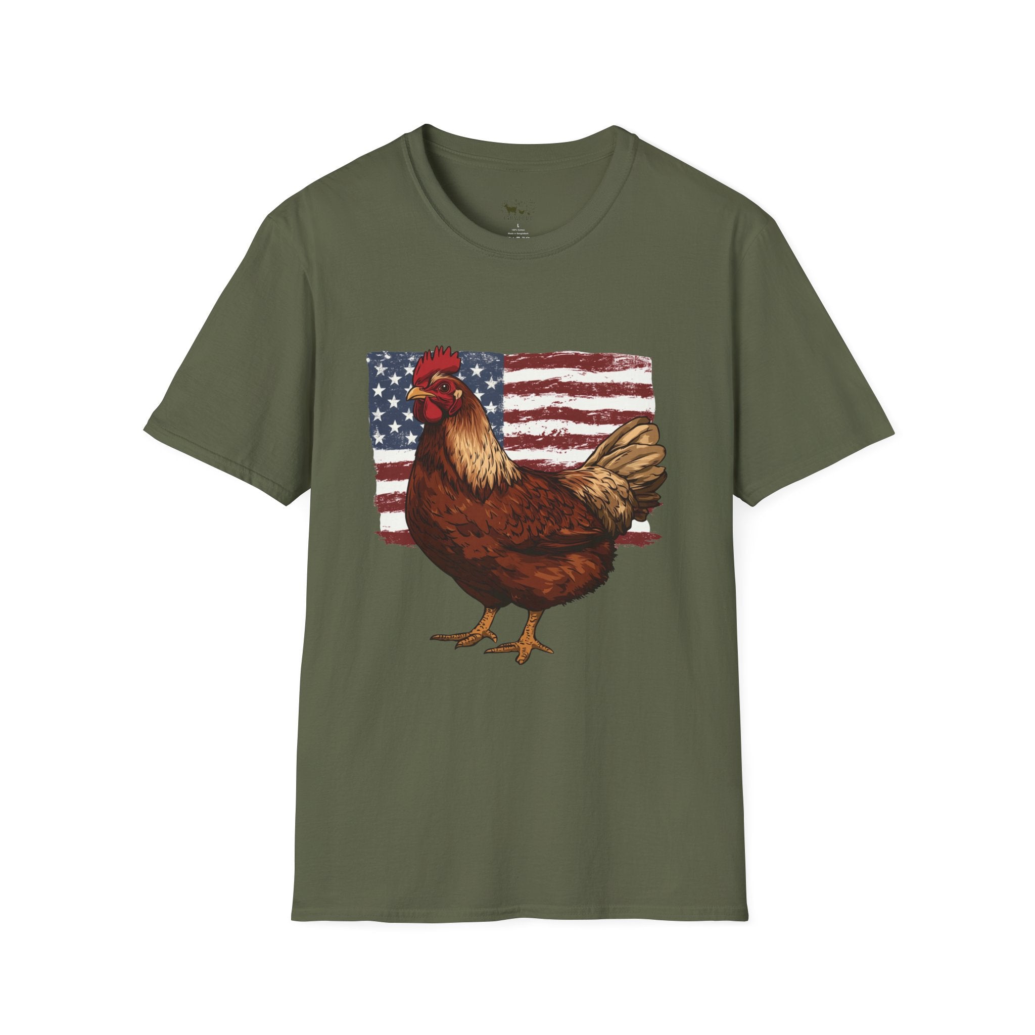 American Flag Chickens T-Shirt – American Flag Hen Shirt, Farm Life Tee, 4th of July Chicken Shirt, Backyard Chicken Keeper Gift, Homestead Farm Apparel