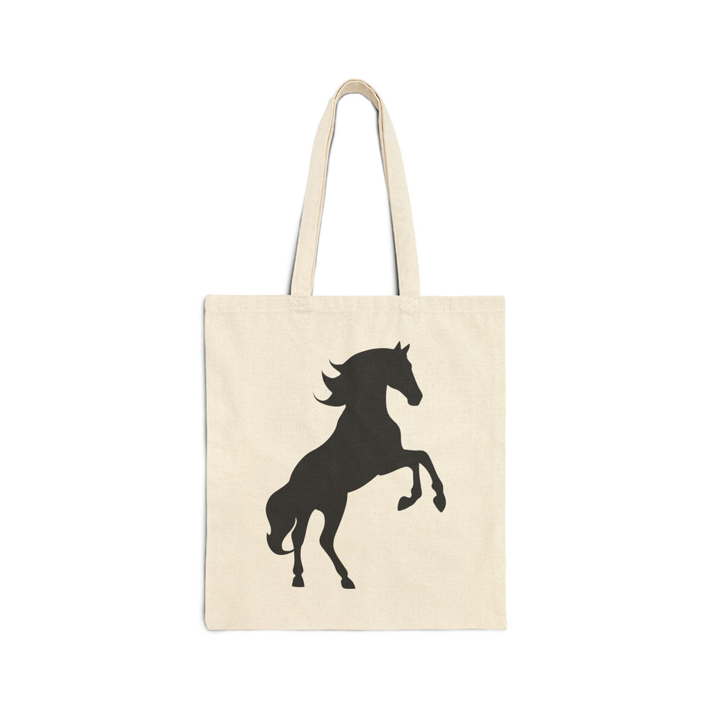 Rearing Horse Silhouette Canvas Tote Bag | Equestrian Farm Tote | Minimalist Horse Lover Market Bag | Rustic Farmhouse Country Tote