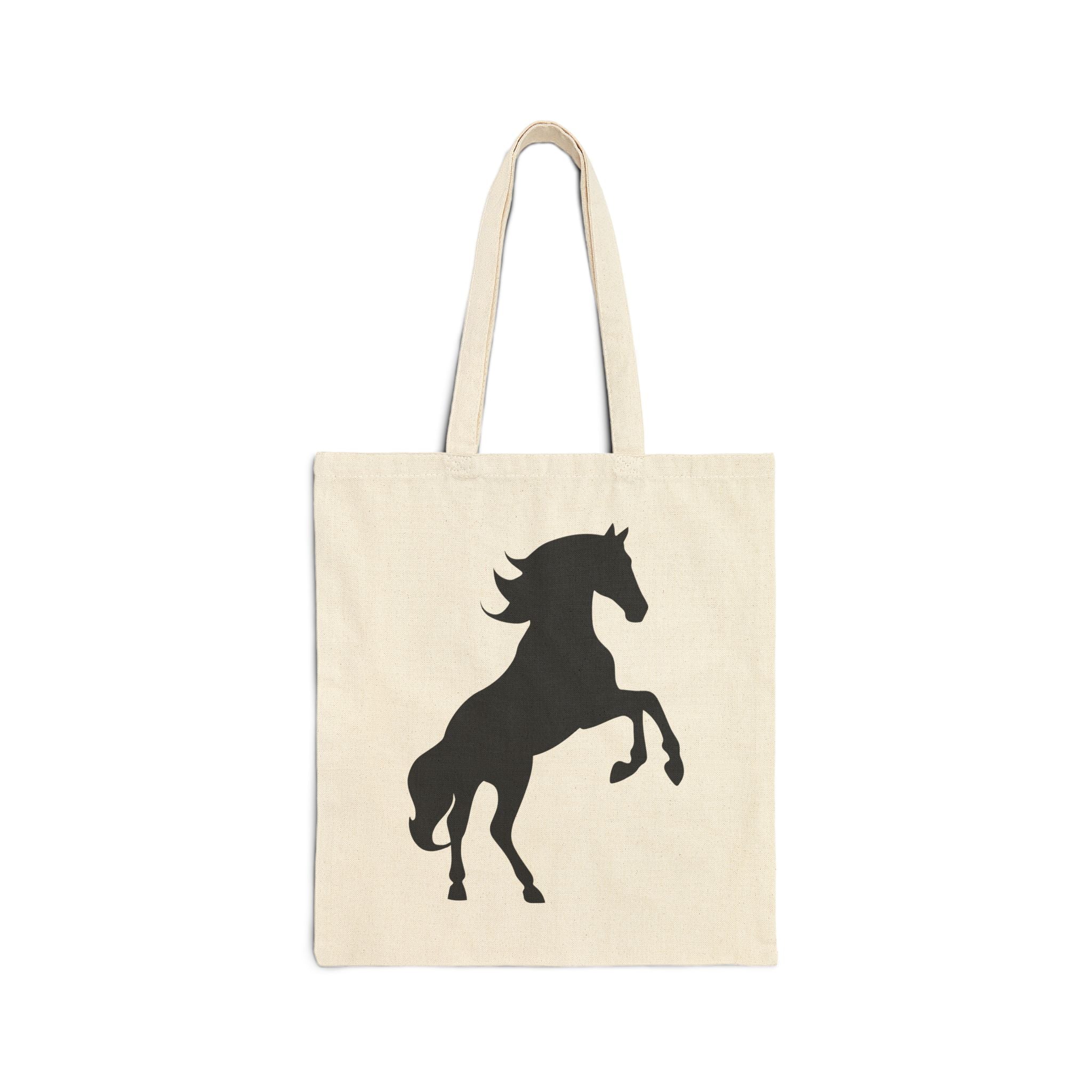 Rearing Horse Silhouette Canvas Tote Bag | Equestrian Farm Tote | Minimalist Horse Lover Market Bag | Rustic Farmhouse Country Tote