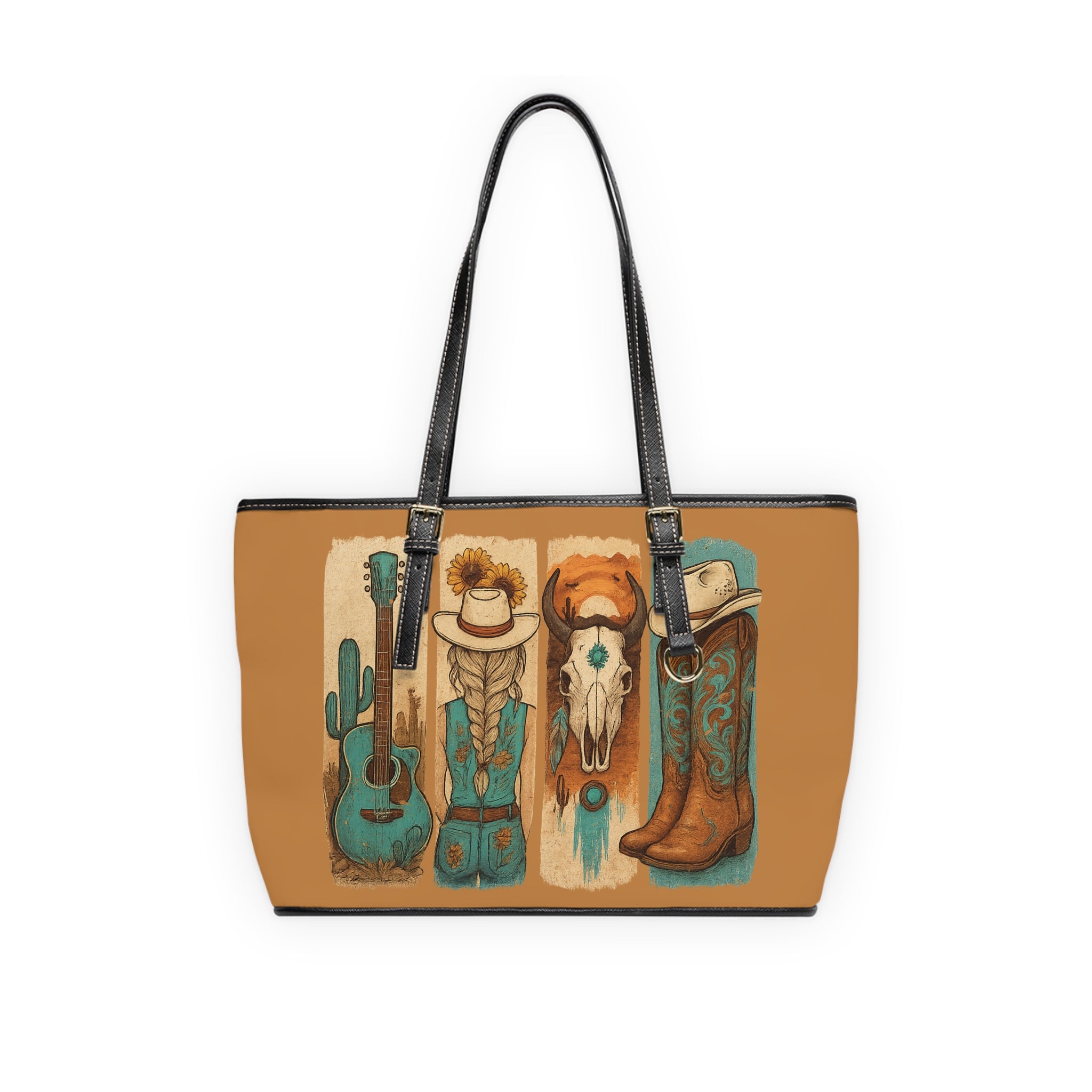 Western Cowgirl Shoulder Bag | Cowboy Boots Tote Purse | Rustic Farmhouse Handbag | Country Western PU Leather Bag | Boutique Rodeo Market Tote