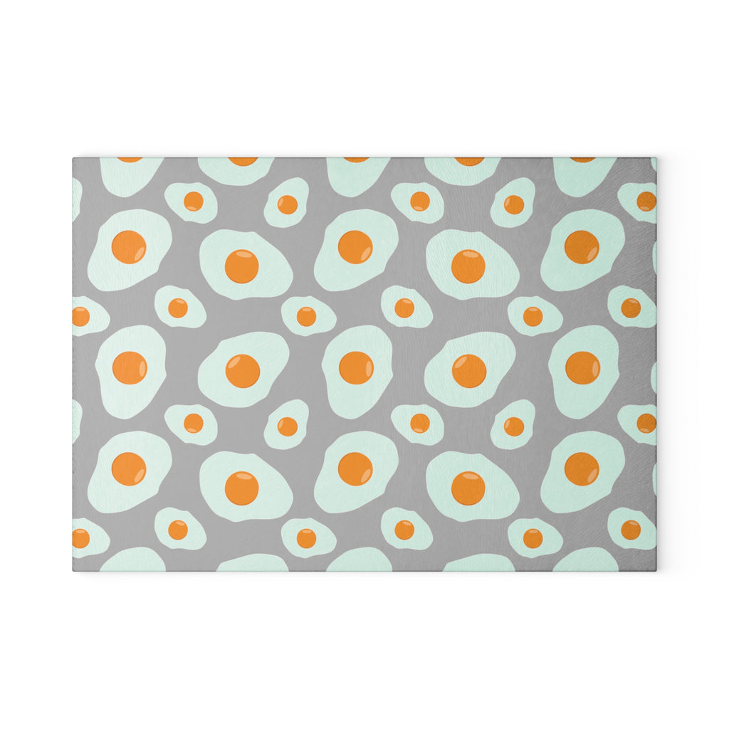 Funny Egg Glass Cutting Board | Farmhouse Kitchen Decor | Fried Egg Pattern Tempered Glass Cutting Board | Gumpert Homestead