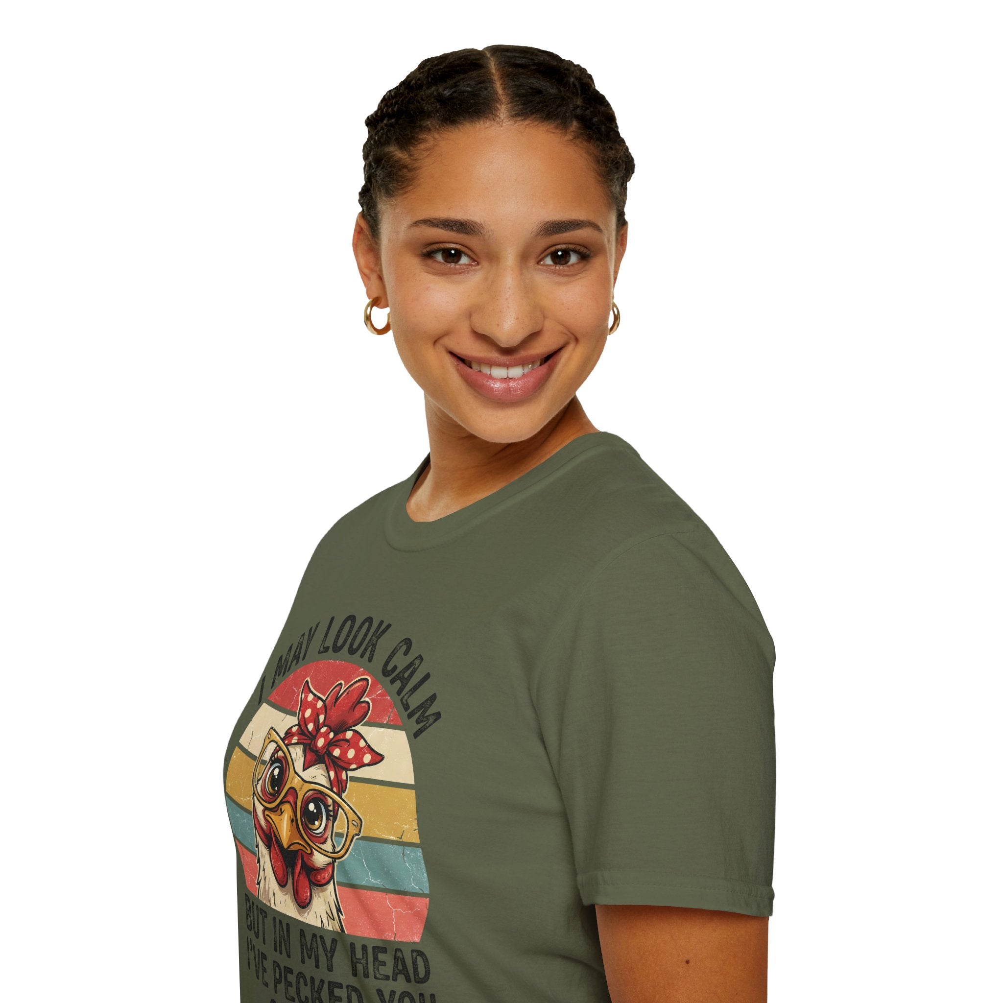 I May Look Calm But In My Head I’ve Pecked You 3 Times Funny Chicken Unisex T-Shirt | Farm Life Hen Lover Tee