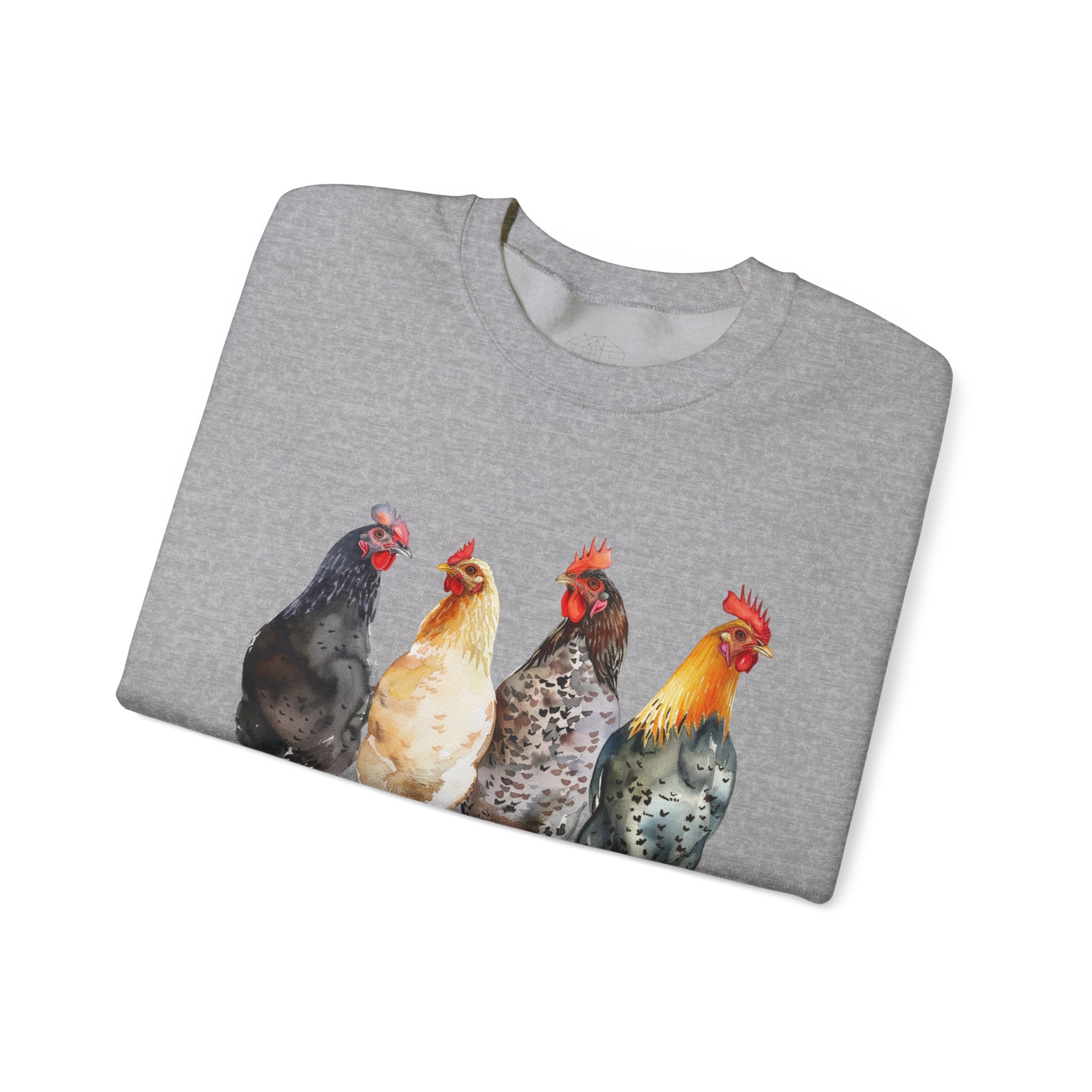 Chicken Flock Sweatshirt – Farmhouse Hen Lineup Crewneck, Cozy Homestead Chicken Mom Pullover, Unisex Gildan 18000