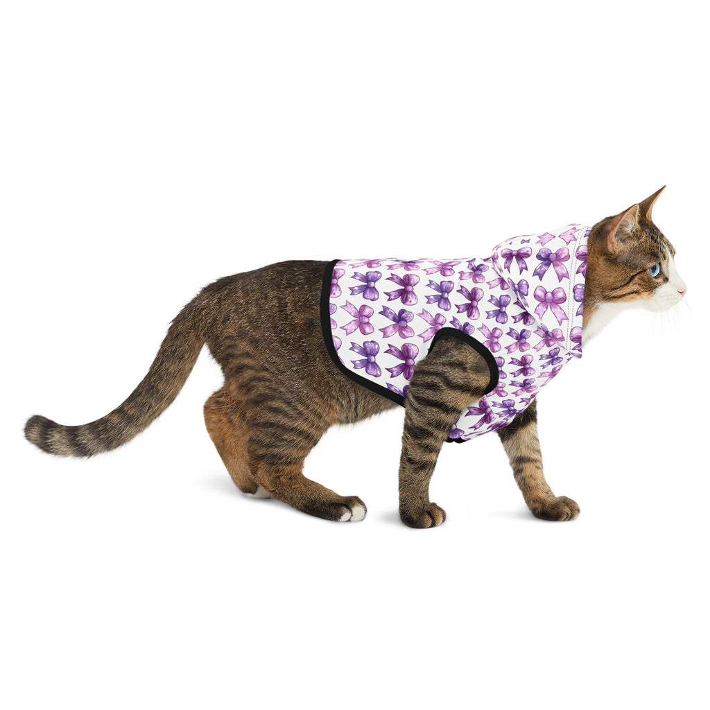 Purple Coquette Bows Cute Pet Hoodie - Adorable Puppy Sweater, Small Dog Outfit, Furry Friend Gift, Pet Apparel, Animal Lover Present