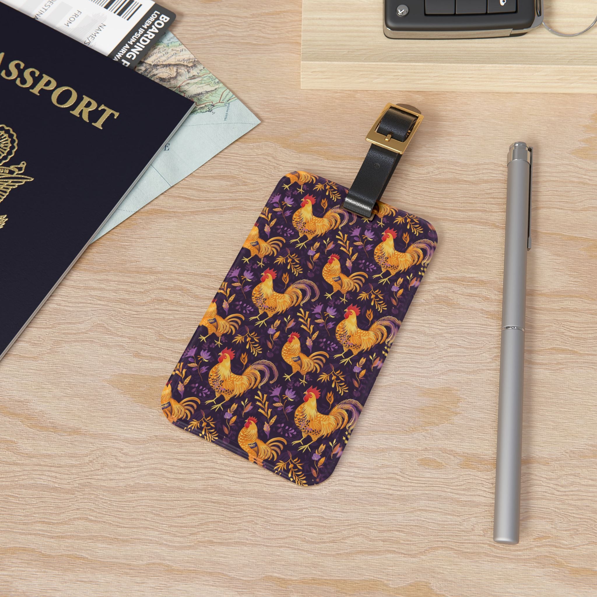 Rooster Luggage Tag | Farmhouse Travel Accessory | Rustic Chicken Suitcase Tag | Cottagecore Poultry Bag Identifier | Gumpert Homestead