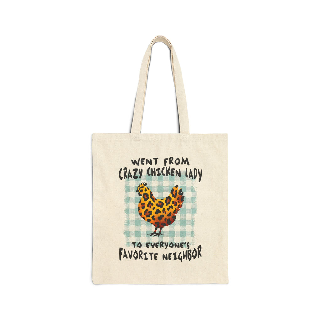 Went From Crazy Chicken Lady Canvas Tote Bag – Funny Chicken Mom Market Bag, Farmhouse Homestead Reusable Tote