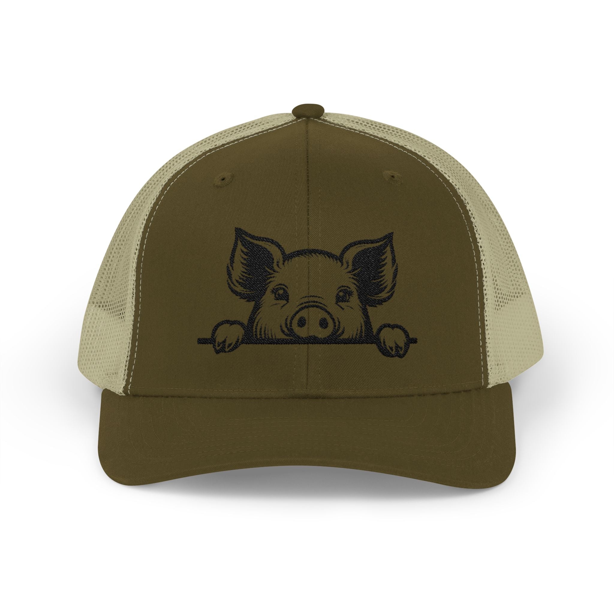 Peekaboo Pig Pink Trucker Hat | Farm Life Mesh Snapback Cap | Cute Pig Lover Hat | Cottagecore Farm Girl Hat | Homestead Animal Cap