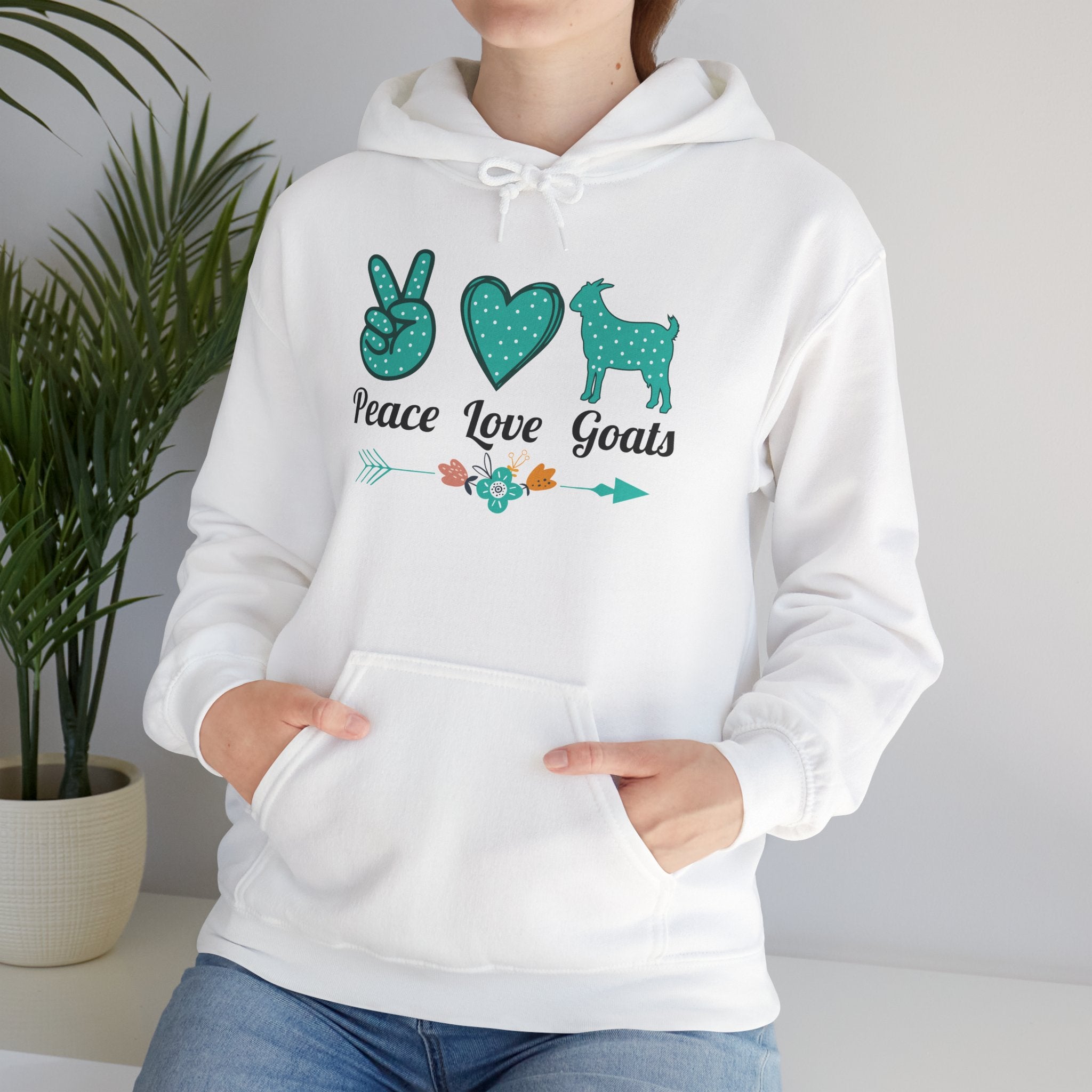 Peace Love Goats Hoodie – Unisex Farmhouse Goat Lover Sweatshirt | Cozy Homestead Country Apparel